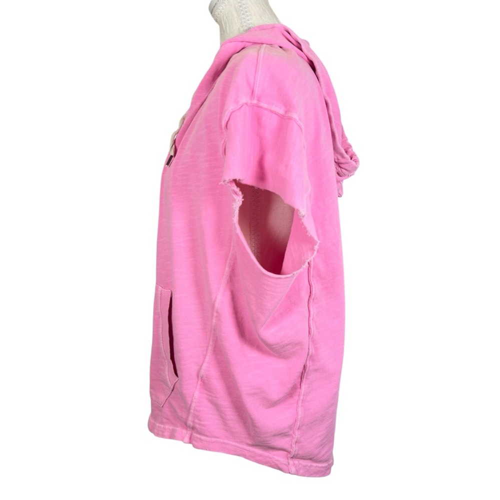 Splendid Beach Cover Up Womens XS Pink Hooded Cotton Oversized Short Sleev - Picture 3 of 11